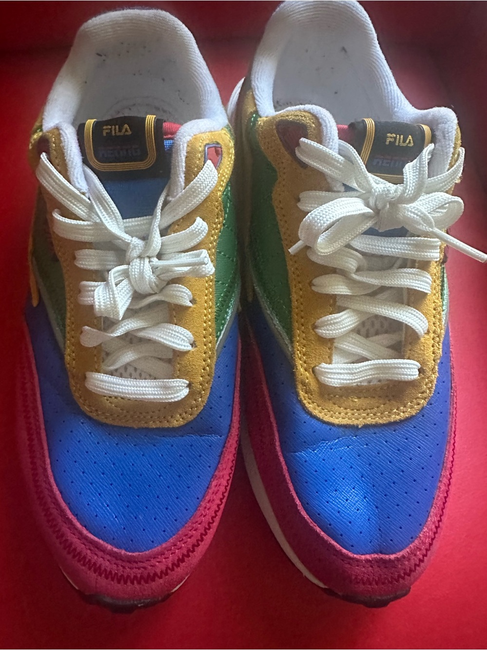Fila Retro Multicolor Low-Top Sneakers - Blue, Yellow, Green, Red